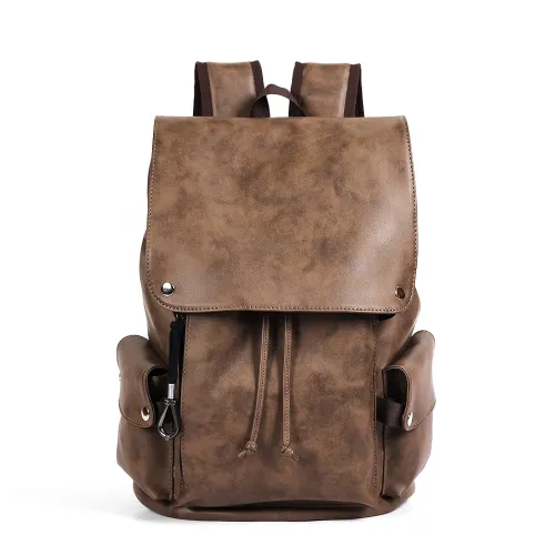 Premium Leather Retro Travel Backpack for Men – Large Capacity Laptop Bag with Urban Style